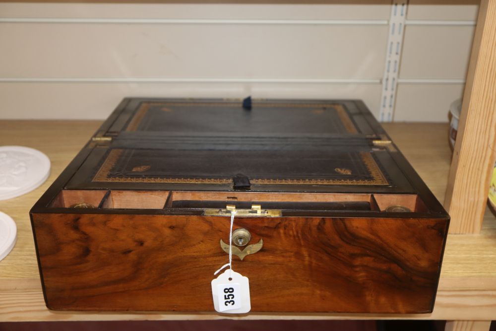 A Victorian walnut writing slope, length 40cm